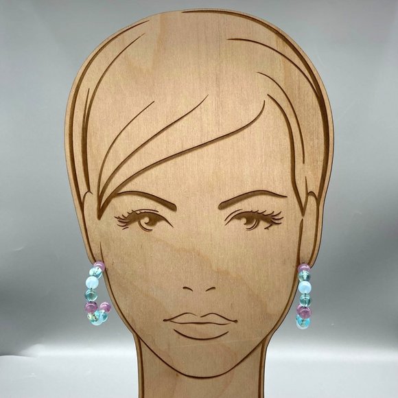 Avon Fascination Beaded Hoop Earrings, Pastel Coquette Hoops for Springtime - Picture 5 of 5